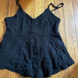 Small black lace peplum tank top